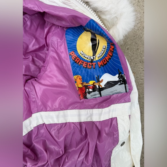 Perfect Moment Cream Puffer Quilted Carving Ski Jacket In Snow White - Picture 12 of 13